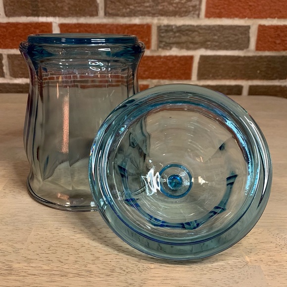 Vtg Indiana Glass THE BLUE JAR Azure 11.75” Apothecary Canister Cookie Ginger - Picture 5 of 5